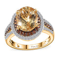 Sunfire Beryl, Brown and White Zircon Ring in Vermeil YG Over Sterling Silver (Size 10.0) 3.30 ctw - Sticky add to cart bar
