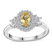 Sunfire Beryl, White Zircon Ring in Platinum Over Sterling Silver (Size 10.0) 1.10 ctw