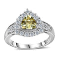 Sunfire Beryl and Moissanite Halo Ring in Platinum Over Sterling Silver (Size 10.0) 1.30 ctw - Sticky add to cart bar