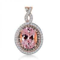 Luxoro 14K Rose Gold AAA Pink Morganite, Natural Champagne and White Diamond I2 Pendant without Chain 3.15 ctw