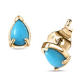 Luxoro 10K Yellow Gold Premium Sleeping Beauty Turquoise Stud Earrings 0.80 ctw - Sticky add to cart bar