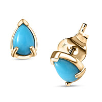 Luxoro 10K Yellow Gold Premium Sleeping Beauty Turquoise Stud Earrings 0.80 ctw
