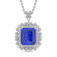 Chairman Vault Collection Certified & Appraised Rhapsody 950 Platinum AAAA Tanzanite and E-F VS Diamond Pendant Necklace 18 Inches 18.30 Grams 27.39 ctw