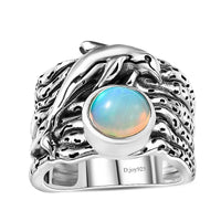 Artisan Crafted Premium Ethiopian Welo Opal Ring in Black Oxidized Sterling Silver (Size 10.0) 0.90 ctw