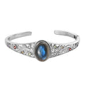 Malagasy Labradorite and Multi Gemstone Cuff Bracelet in Stainless Steel (7.25 In) 14.75 ctw - Sticky add to cart bar