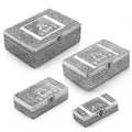 "Set of 4 Owl Nested Oxidized Nested Box  SIZE: 9.5(L)x6.75(W)x3.5(H) Inches 8(L)x5.25(W)x2.5(H) Inches 6.5(L)x4(W)x2(H) Inches 5(L)x2.5(W)x1.25(H) inch COLOR: Sliver" - Sticky add to cart bar