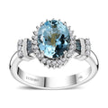 Luxoro 14K White Gold AAA Santa Maria Aquamarine and I2-I3 Venice Blue and White Diamond Ring (Size 7.0) 4.40 Grams 1.90 ctw - Sticky add to cart bar