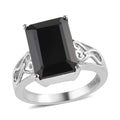 Thai Black Spinel Solitaire Ring in Stainless Steel (Size 10.0) 8.10 ctw - Sticky add to cart bar
