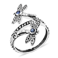 Bali Legacy Blue Sapphire 0.25 ctw Dragonfly Ring in Sterling Silver