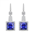Chairman Vault Collection Certified & Appraised Rhapsody 950 Platinum Princess Cut AAAA Tanzanite and E-F VS Diamond Dangle Earrings 20.80 Grams 24.05 ctw - Sticky add to cart bar
