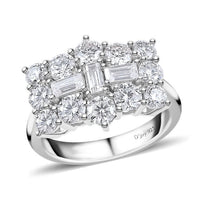 Moissanite Ring in Platinum Over Sterling Silver (Size 8) 2.00 ctw