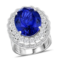 Certified & Appraised Chairman's Signature Collection Rhapsody 950 Platinum AAAA Tanzanite and E-F VS Diamond Ring (Size 7.0) 19.90 Grams 19.61 ctw