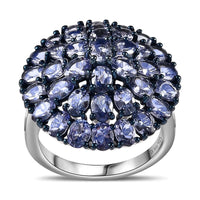 Tanzanite Floral Spray Ring in Platinum Over Sterling Silver (Size 10.0) 5.70 ctw