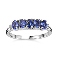 Tanzanite, Diamond 5 Stone Ring in Platinum Over Sterling Silver (Size 7.0) 2.35 ctw