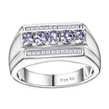 Tanzanite and White Topaz Men's Ring in Platinum Over Sterling Silver (Size 10.0) 1.10 ctw - Sticky add to cart bar