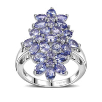 Tanzanite Floral Ring in Platinum Over Sterling Silver 3.60 ctw