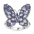 Tanzanite Butterfly Ring in Platinum Over Sterling Silver (Size 10.0) 3.50 ctw - Sticky add to cart bar