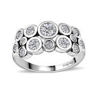 Moissanite Bubble Ring in Platinum Over Sterling Silver