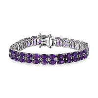 Doorbuster Multi Gemstone 2 Row Tennis Bracelet in Platinum Over Sterling Silver (6.50 In) 26.00 ctw