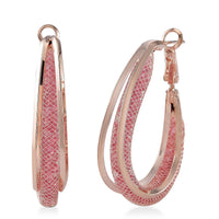 TLV Sparkly White Austrian Crystal Inside Out Hoop Earrings in Silvertone