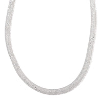 TLV Sparkly White Austrian Crystal Necklace (20-22 Inches) in Silvertone