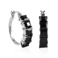 Thai Black Spinel Hoop Earrings in Stainless Steel 14.75 ctw - Sticky add to cart bar