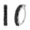Thai Black Spinel Hoop Earrings in Stainless Steel 13.25 ctw - Sticky add to cart bar