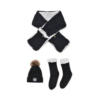 Black Acrylic Fiber Scarf with Pockets (62.99"x7.87"), Socks (4.92"x17.32") and LED Beanie Hat (7.87"x11")