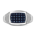 Doorbuster Blue Diamond (IR) Men's Ring in Platinum Over Sterling Silver (Size 10.0) 0.10 ctw - Sticky add to cart bar