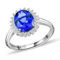 Certified & Appraised Rhapsody 950 Platinum AAAA Tanzanite and E-F VS Diamond Ring 6.20 Grams 3.10 ctw