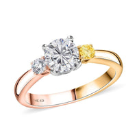 Modani 14K Tri Color Gold Natural White (Cent. 1ctw) VS, Pink and Yellow Diamond Ring (Size 5.0) 1.20 ctw