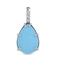 Certified & Appraised Luxoro 10K White Gold AAA Sleeping Beauty Turquoise and I2 Diamond Pendant without Chain 4.45 ctw - Sticky add to cart bar