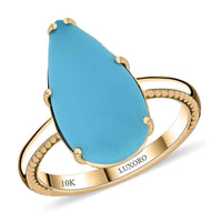 Certified & Appraised Luxoro 10K Yellow Gold AAA Sleeping Beauty Turquoise Solitaire Ring (Size 10.0) 6.30 ctw