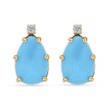 Certified & Appraised Luxoro AAA Sleeping Beauty Turquoise and I2 Diamond 2.65 ctw Earrings in 10K Yellow Gold - Sticky add to cart bar