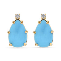 Certified & Appraised Luxoro AAA Sleeping Beauty Turquoise and I2 Diamond 2.65 ctw Earrings in 10K Yellow Gold
