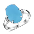 Certified & Appraised Luxoro 10K White Gold AAA Sleeping Beauty Turquoise and I2 Diamond Ring 5.00 ctw - Sticky add to cart bar