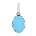 Certified & Appraised Luxoro 10K White Gold AAA Sleeping Beauty Turquoise and I2 Diamond Pendant without Chain 4.95 ctw - Sticky add to cart bar