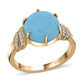 Certified & Appraised Luxoro 10K Yellow Gold AAA Sleeping Beauty Turquoise, Diamond (I2) Ring (Size 10.0) (4.11 g) 4.50 ctw - Sticky add to cart bar