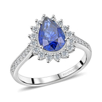 By Tony Diniz Certified & Appraised Rhapsody 950 Platinum AAAA Ceylon Blue Sapphire and E-F VS Diamond Ring 5.86 Grams 2.60 ctw