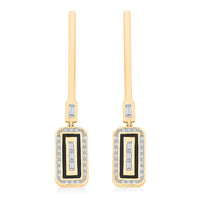 Clarte Black Tie Collection Moissanite and Black Enameled Earrings in Vermeil Yellow Gold Over Sterling Silver 0.80 ctw