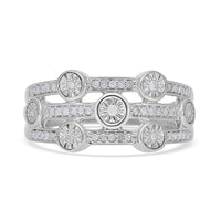 Diamond Celestial Orbit Ring in Platinum Over Sterling Silver