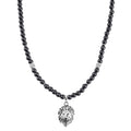 Hematite Beaded Men's Necklace 24 Inches with Lion Charm in Stainless Steel 504.00 ctw - Sticky add to cart bar
