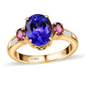 Luxoro 14K Yellow Gold AAA Tanzanite, Ouro Fino Rubellite and G-H I2 Diamond Ring (Size 7.0) 3.75 ctw - Sticky add to cart bar