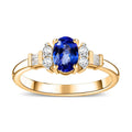 Tanzanite and White Zircon Ring in Vermeil Yellow Gold Over Sterling Silver (Size 10.0) 1.60 ctw - Sticky add to cart bar