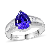 Luxoro 14K White Gold AAA Tanzanite, Diamond (G-H, I2) (0.30 cts) Ring (Size 10.0) (5.25 g) 3.25 ctw
