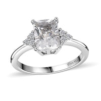 Brazilian Petalite, White Zircon Ring in Platinum Over Sterling Silver (Size 10.0) 1.35 ctw