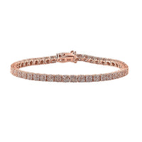 D'Joy Natural Pink Diamond I3 2.00 ctw Floral Bracelet in Vermeil Rose Gold Over Sterling Silv (7.50 In)