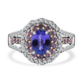 TLV Tanzanite, Multi Gemstone Cocktail Ring in Platinum Over Sterling Silver (Size 10.0) 2.30 ctw - Sticky add to cart bar