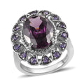 Simulated Amethyst, Simulated Purple Diamond Floral Ring in Stainless Steel (Size 10.0) 9.90 ctw - Sticky add to cart bar