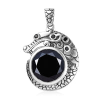 Artisan Crafted Thai Black Spinel Dragon Pendant in Sterling Silver 13.65 ctw